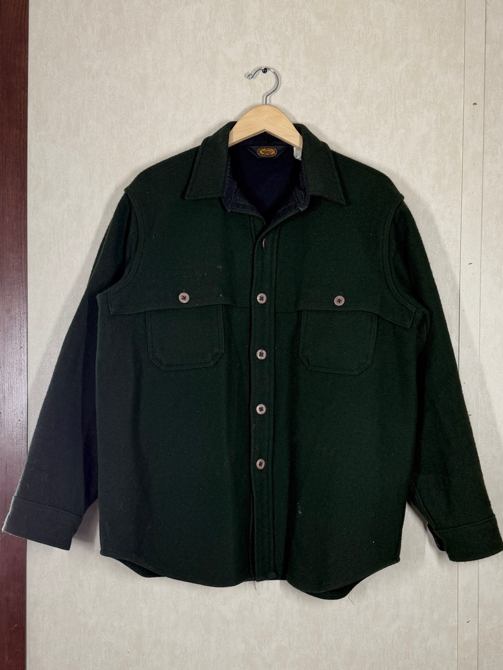 Woolrich Men’s Vintage Wool Blend Button Front Coat Jacket in Military Green XL